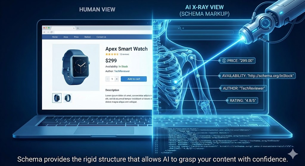 Schema provides the rigid structure that allows AI to grasp your content with confidence